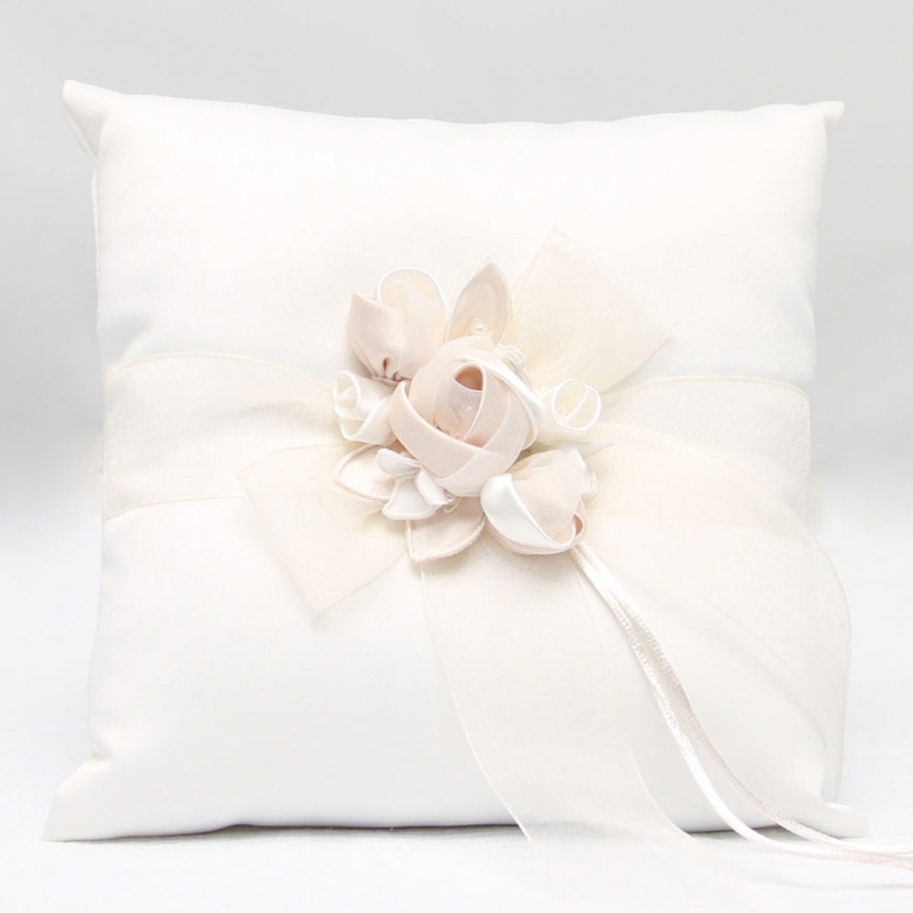 Beverly Clark Amour Ring Pillow ivory peau de soie New